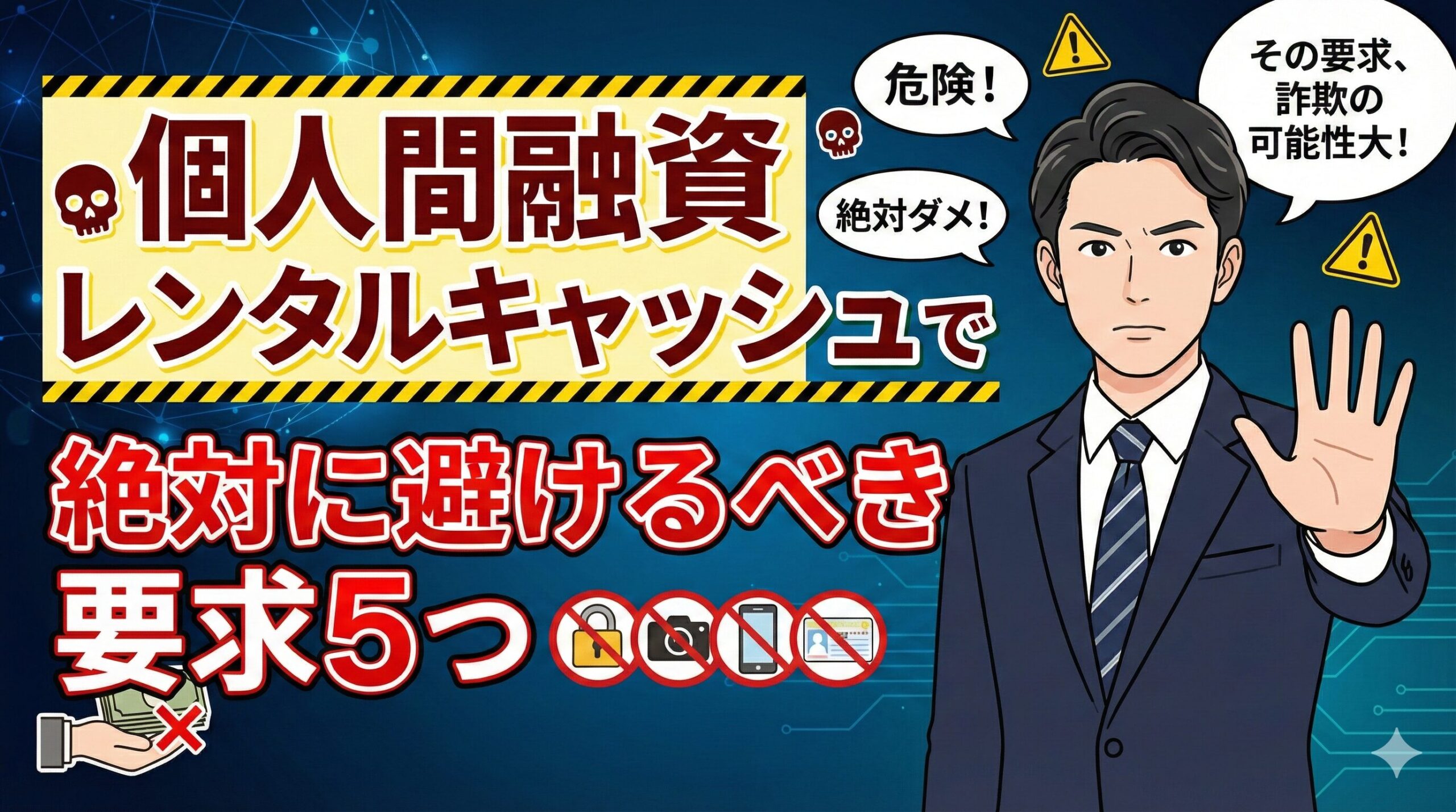 個人間融資レンタルキャッシュで絶対に避けるべき要求5つ