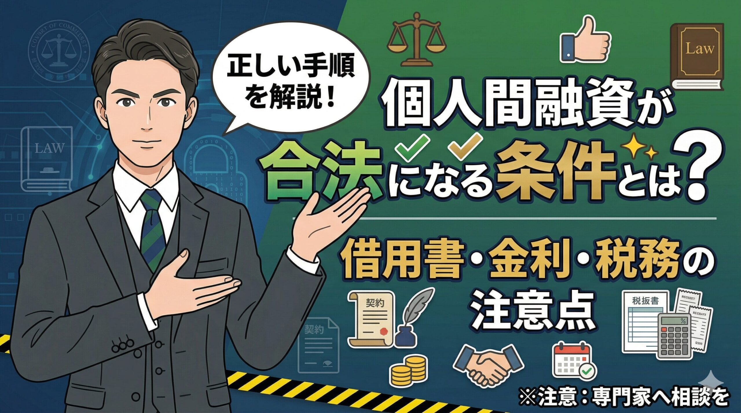 個人間融資が合法になる条件とは？借用書・金利・税務の注意点