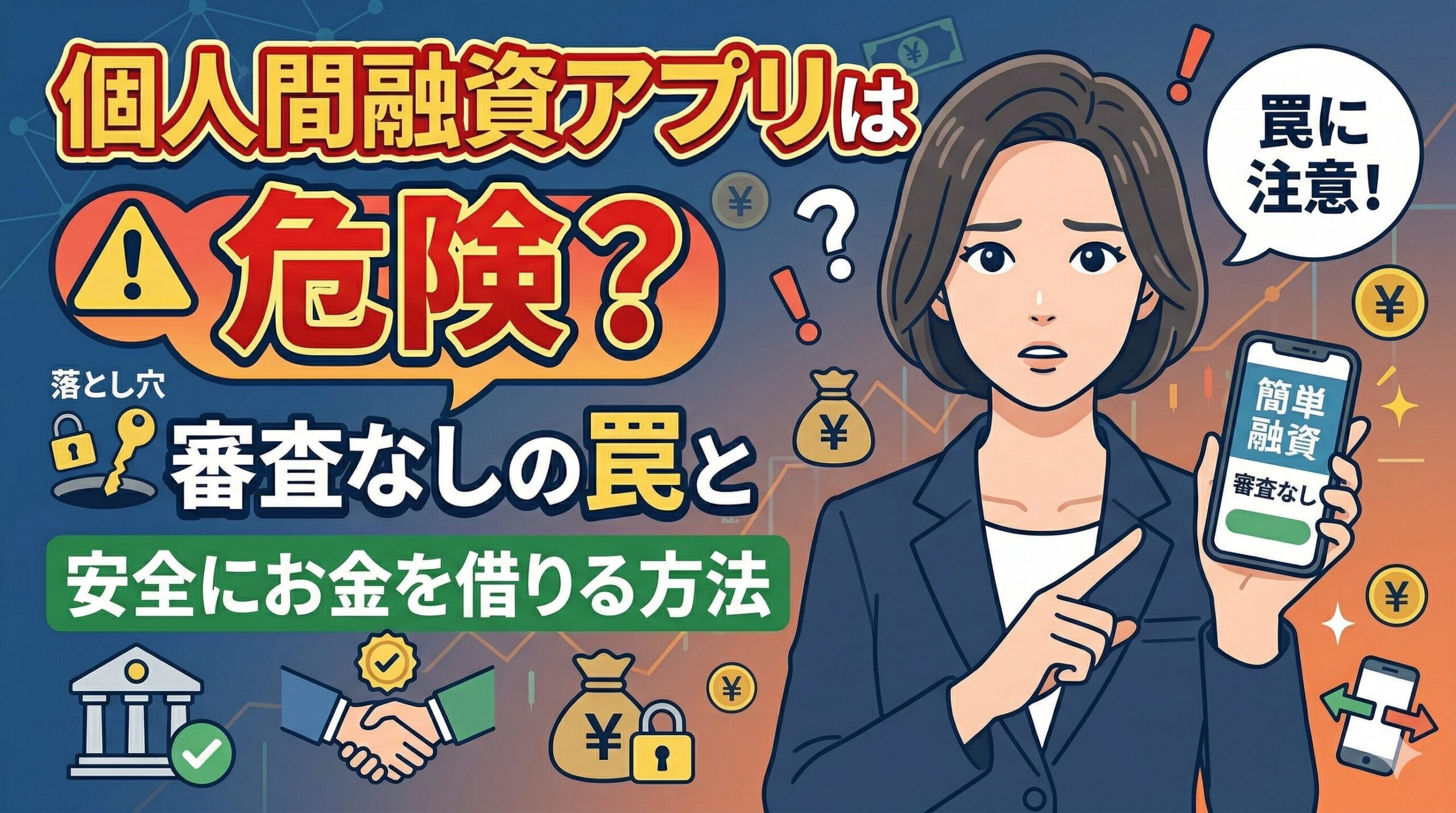 個人間融資アプリは危険？審査なしの罠と安全にお金を借りる方法