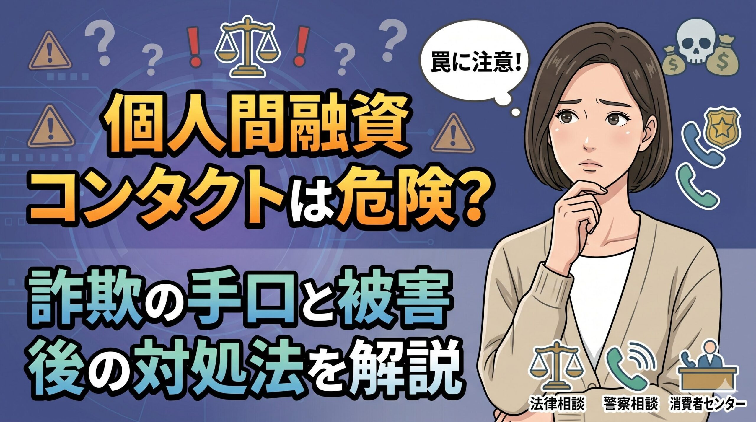 個人間融資コンタクトは危険？詐欺の手口と被害後の対処法を解説