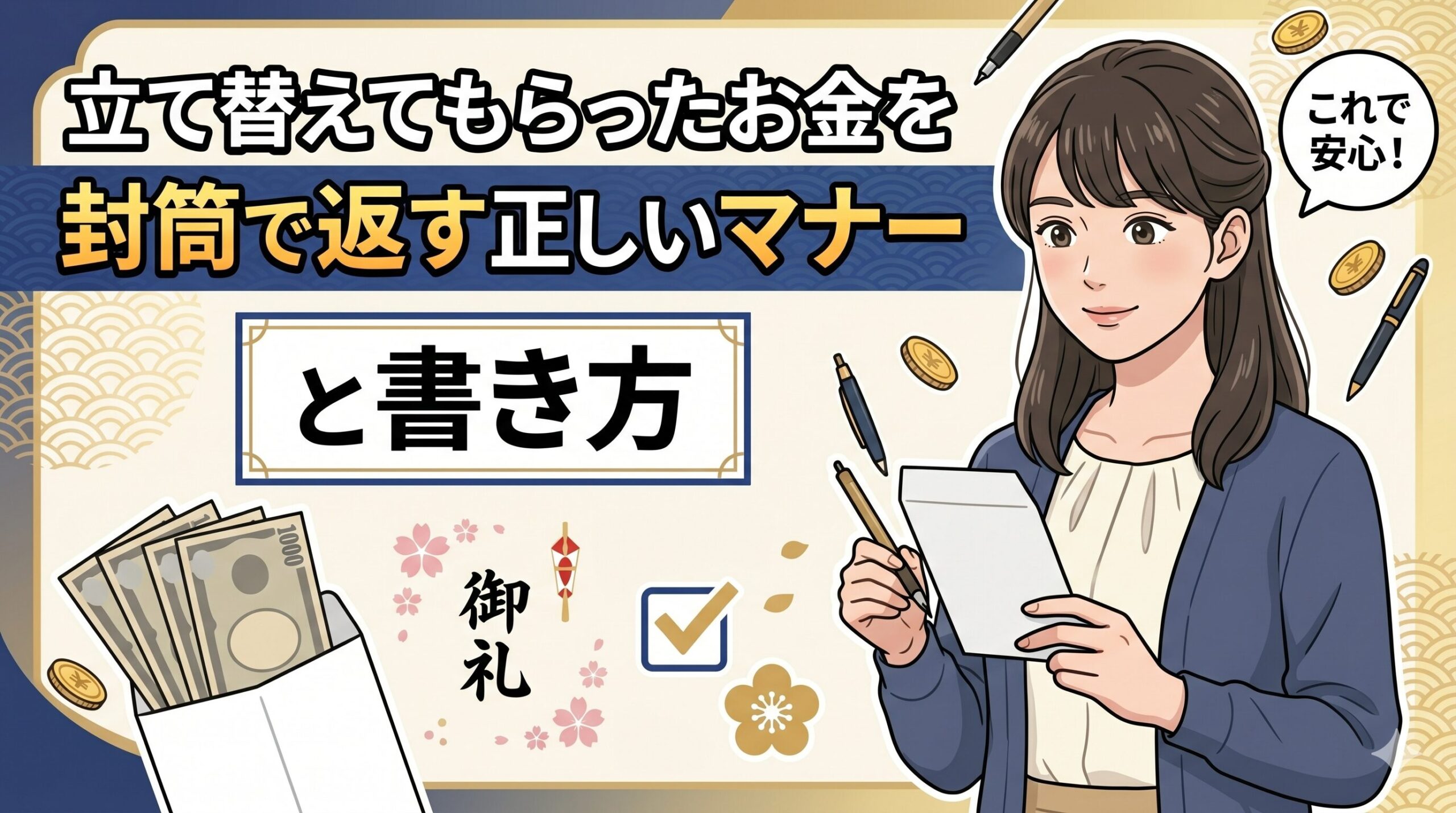 立て替えてもらったお金を封筒で返す正しいマナーと書き方