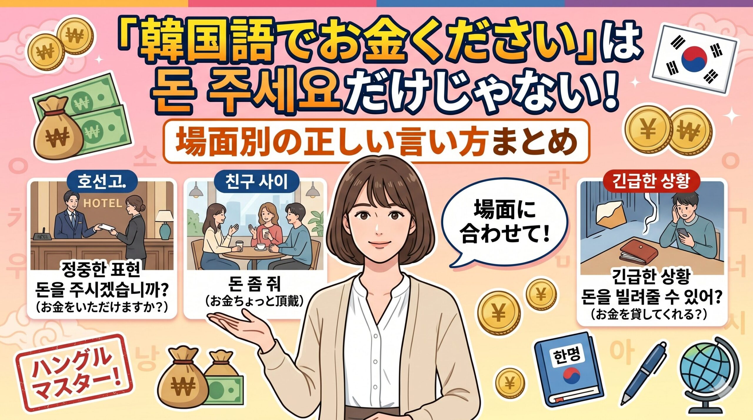 「韓国語でお金ください」は돈 주세요だけじゃない！場面別の正しい言い方まとめ