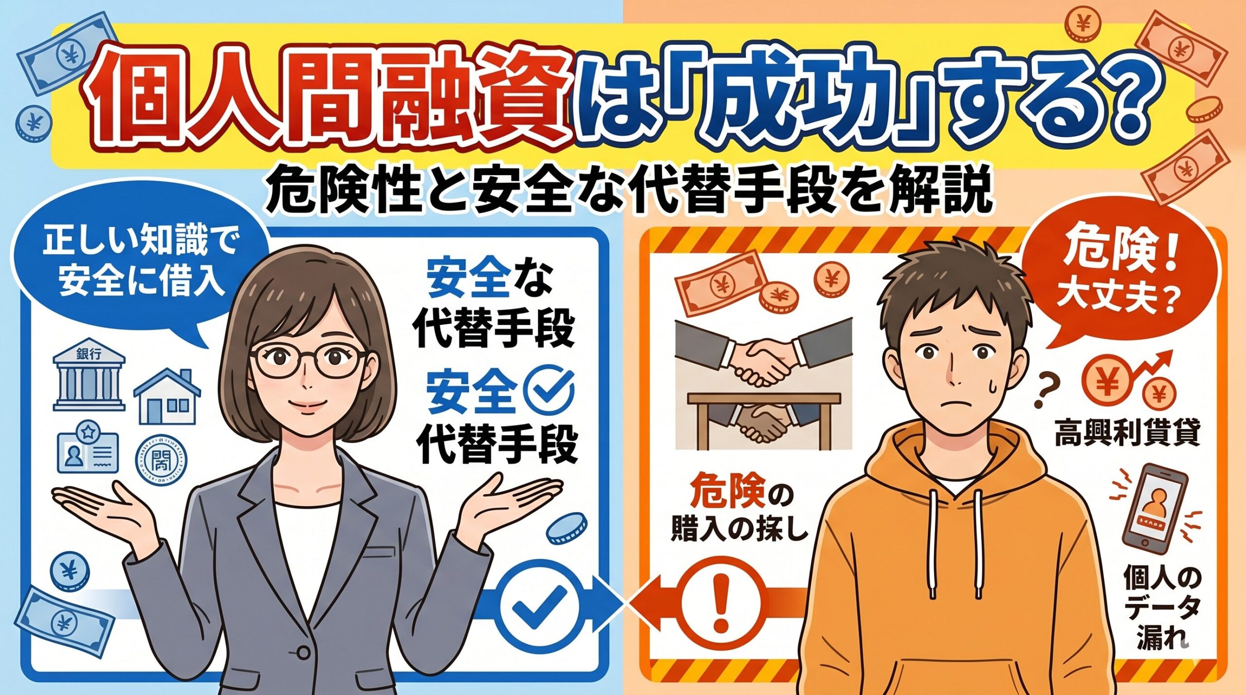 個人間融資は「成功」する？危険性と安全な代替手段を解説