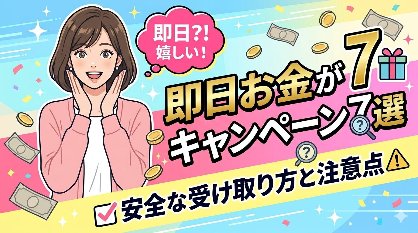 即日お金がもらえるキャンペーン7選｜安全な受け取り方と注意点