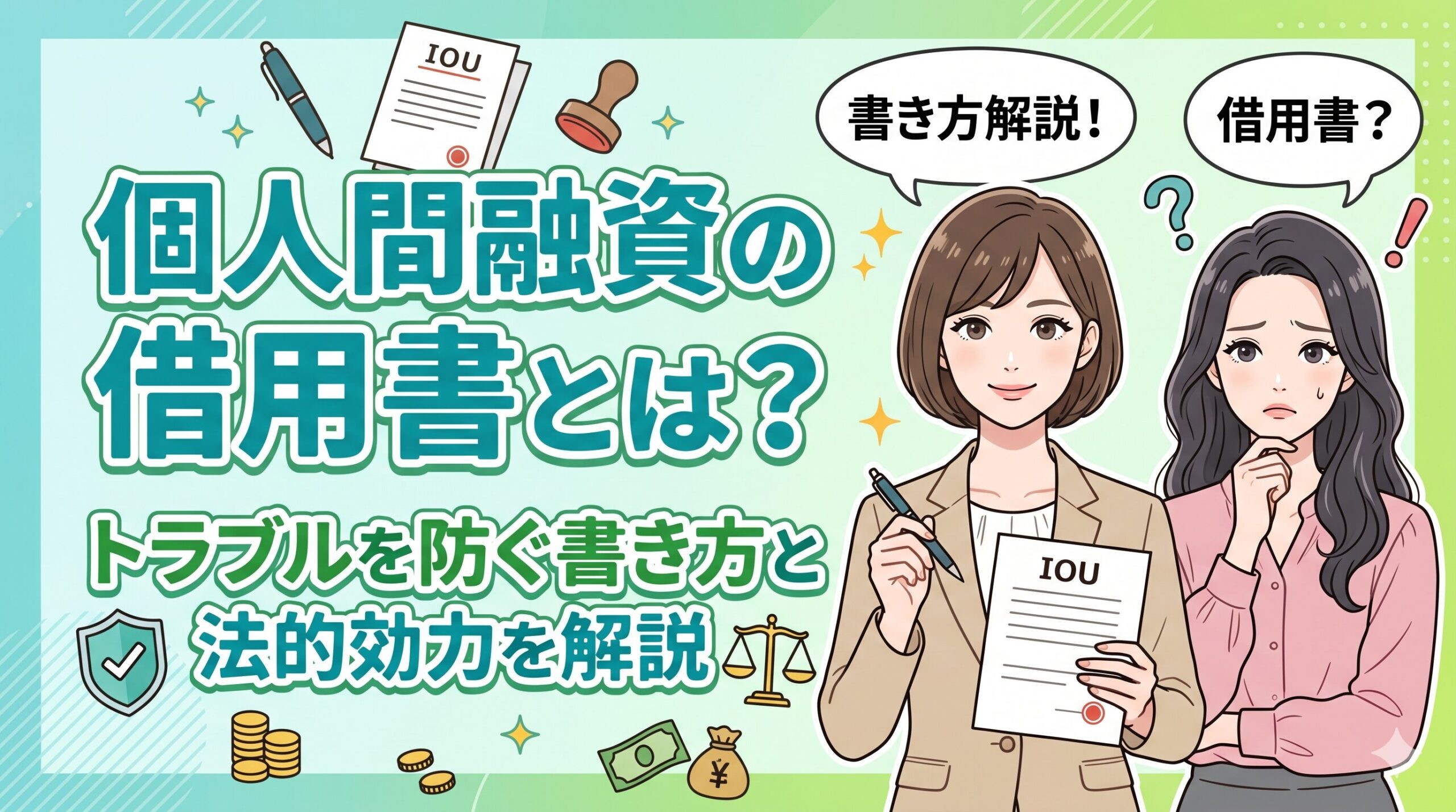 個人間融資の借用書とは？トラブルを防ぐ書き方と法的効力を解説