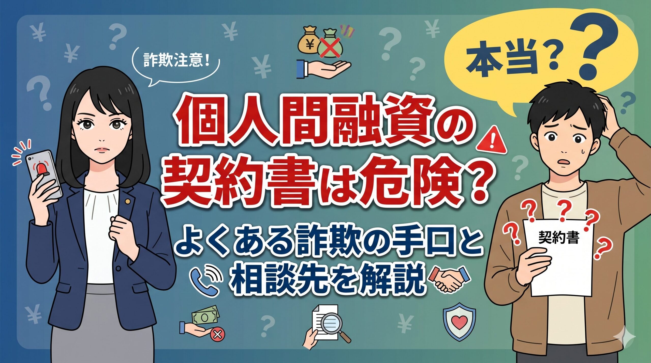 個人間融資の契約書は危険？よくある詐欺の手口と相談先を解説