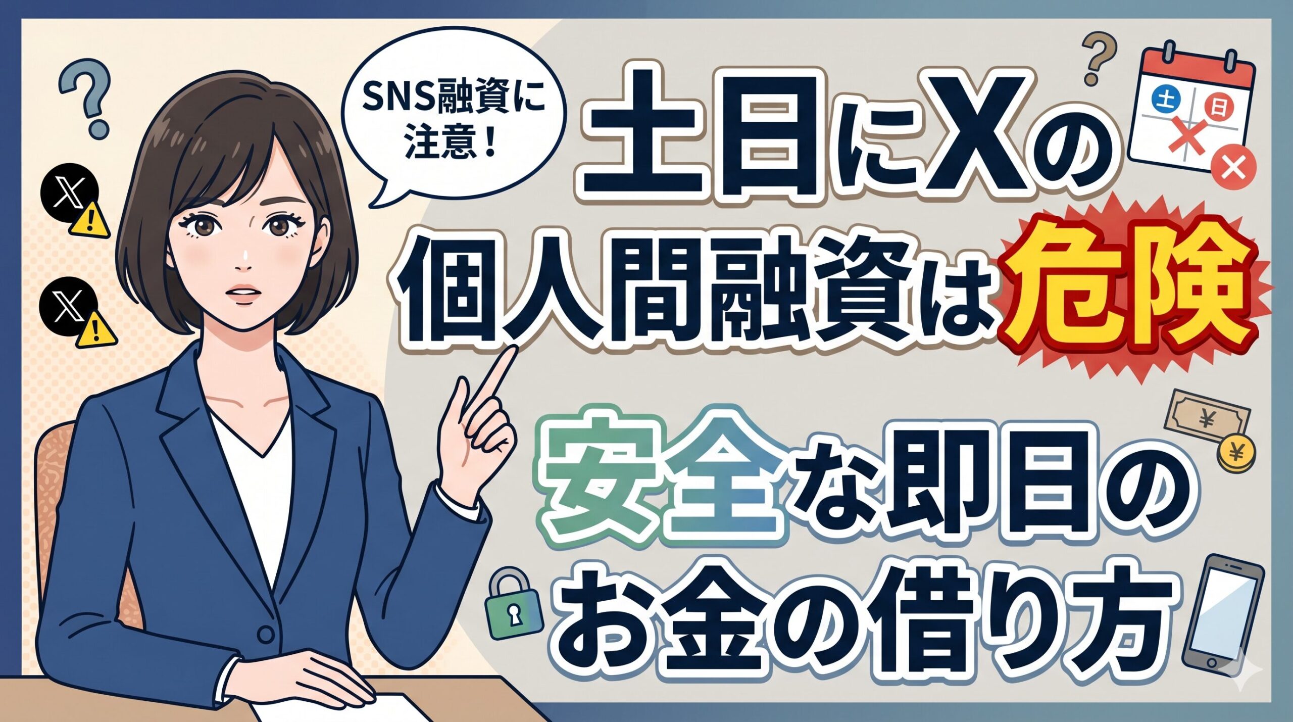 土日にXの個人間融資は危険｜安全な即日のお金の借り方