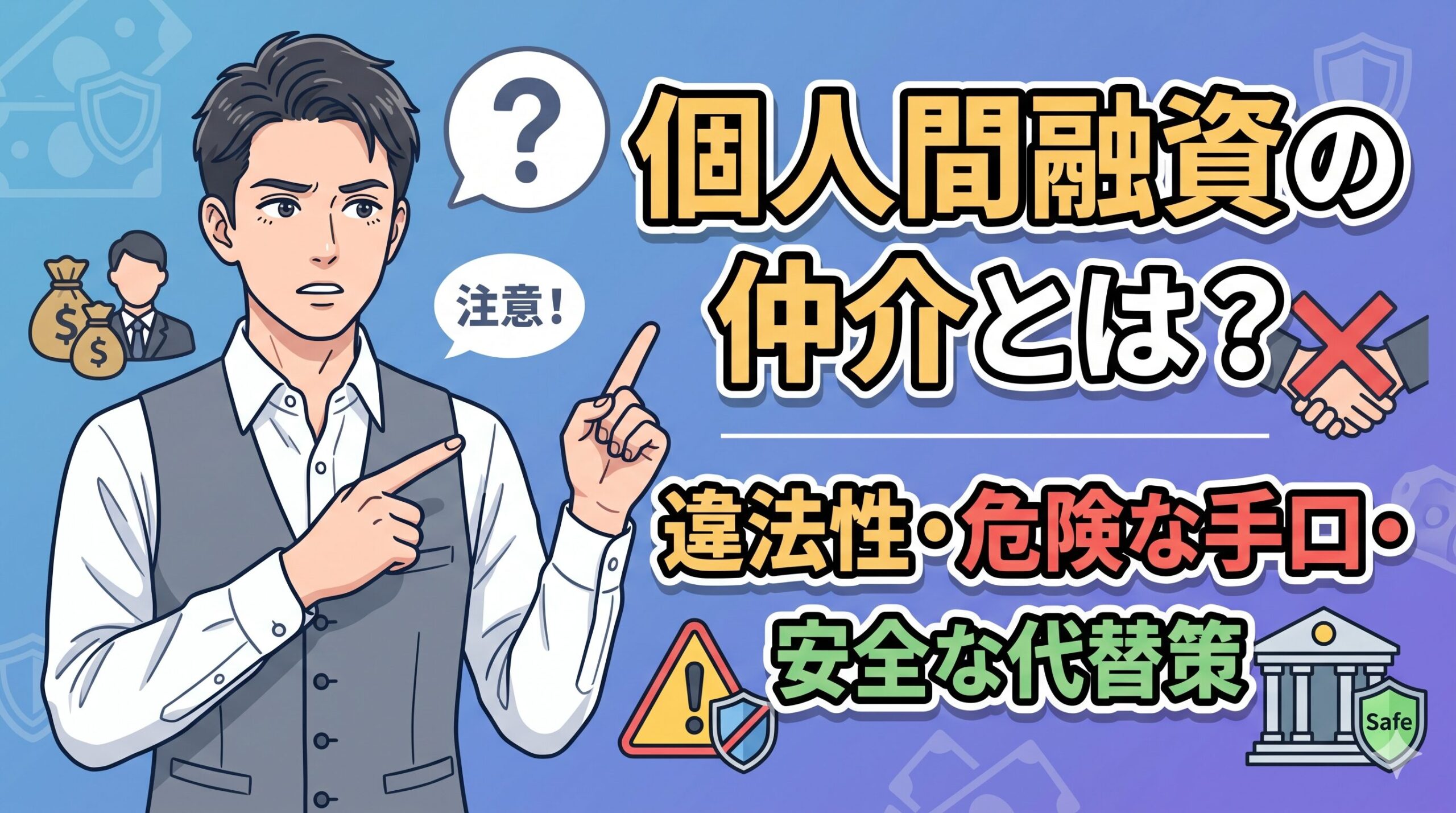 個人間融資の仲介とは？違法性・危険な手口・安全な代替策