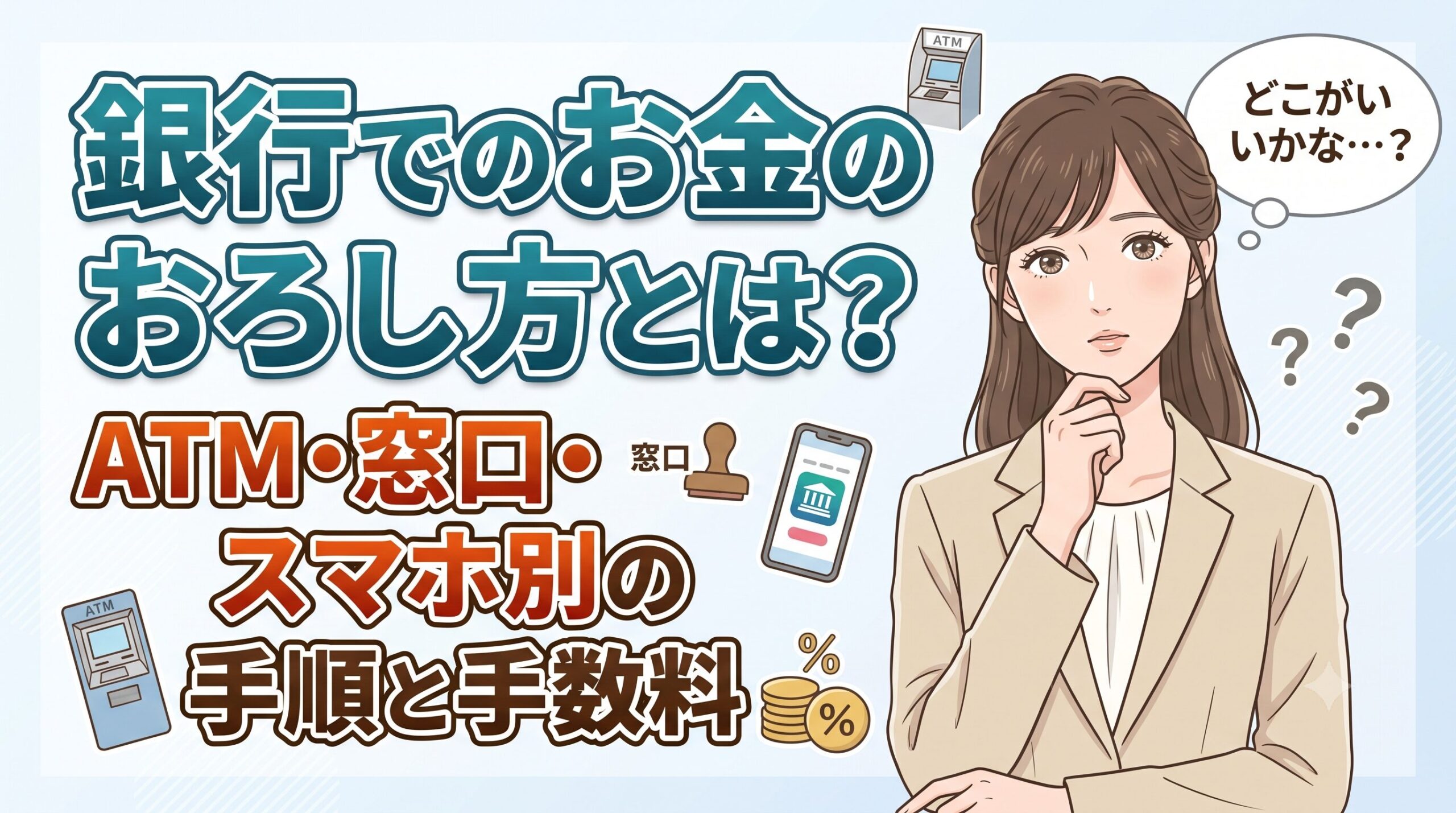 銀行でのお金のおろし方とは？ATM・窓口・スマホ別の手順と手数料