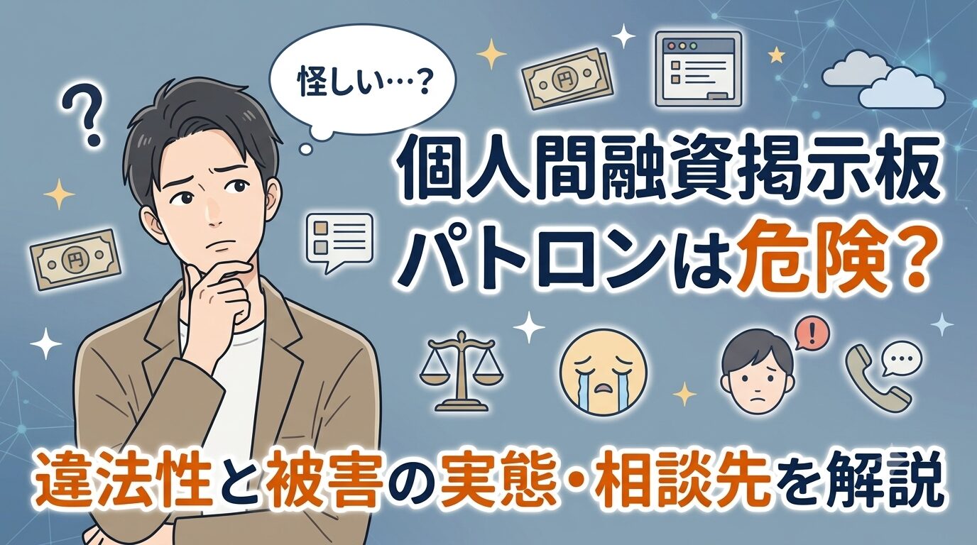 個人間融資掲示板パトロンは危険？違法性と被害の実態・相談先を解説