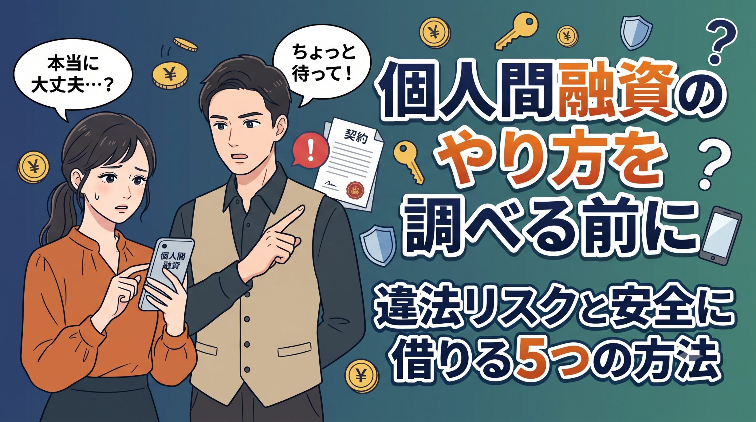 個人間融資のやり方を調べる前に｜違法リスクと安全に借りる5つの方法
