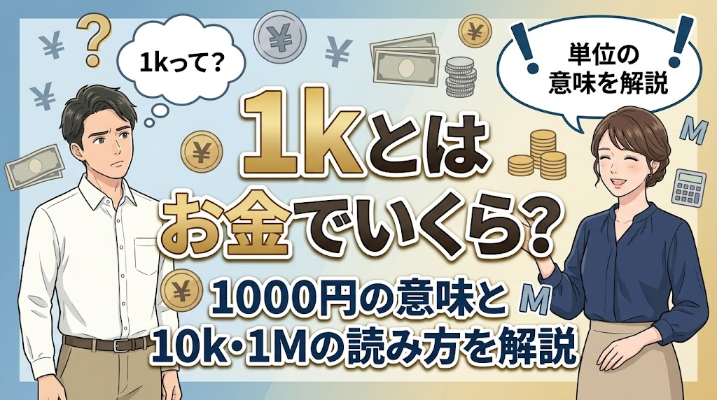 1kとはお金でいくら？1000円の意味と10k・1Mの読み方を解説